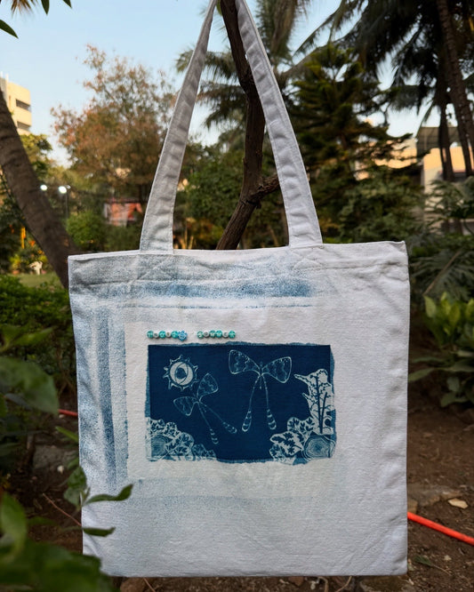 Borsa tote estiva Cyanotype